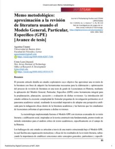 Portada del artículo 'Memo metodológico: aproximación a la revisión de literatura usando el Modelo General, Particular, Específico (GPE)' publicado en la Journal of Roleplaying Studies and STEAM, Vol. 3 (2024), Iss. 2.